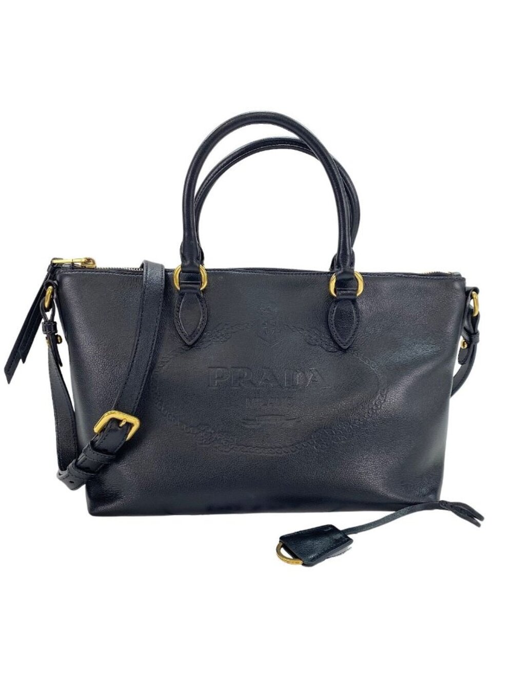 Prada Handbag 2-Way Logo Embossed